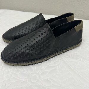 Greats Brooklyn Perforated Leather Espadrille Slip On Shoes Black Size 12